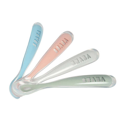 BEABA First Foods Silicone Spoons - Set of 4 in Rose