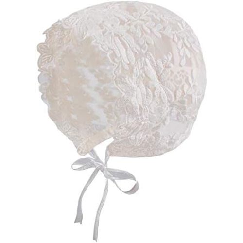 Baby Girl Bonnet Eyelet Lace Cotton Christening Bonnet Toddler Handmade Beanie Sun Protection Hat