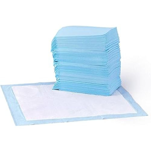 Amazon Basics Dog and Puppy Pee Pads with 5-Layer Leak-Proof Design and Quick-Dry Surface for Potty Training, Standard Absorbency, Regular Size, 22 x 22 Inch - Pack of 50, Blue & White
