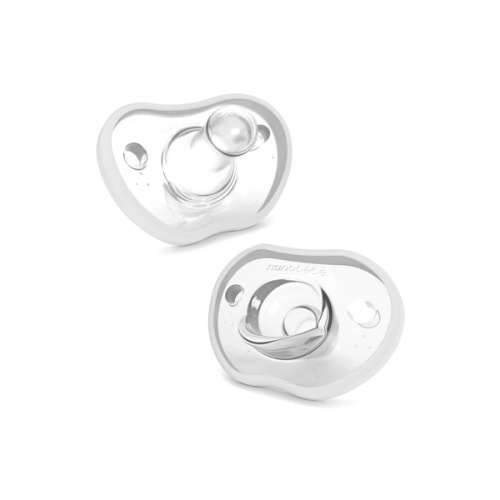 Nanobebe Baby Pacifiers 0-3 Month - Orthodontic, Curves Comfortably with Face Contour, Award Winning for Breastfeeding Babies, 100% Silicone - BPA Free. Perfect Baby Registry Gift 2pk,White