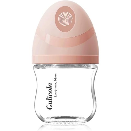 Natural Small Glass Baby Bottle 3 oz, Very Slow Flow Nipple, 1 pk - Pink