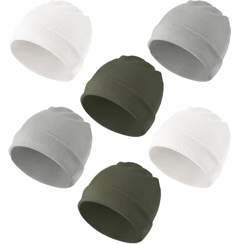 Konssy 6 Pack Baby Beanie Hats for Unisex, Toddler Beanies Baby Girl Boy Hat Warm Cap for Infant, Toddler