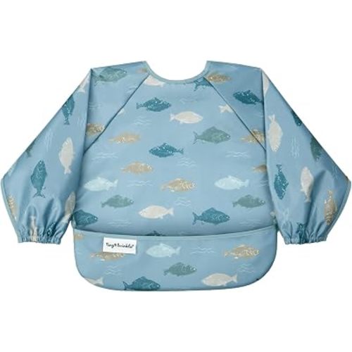 Tiny Twinkle Long Sleeve Bib for Babies & Toddlers | Waterproof Smock Bib for Eating | Machine Washable & Mess-Proof Feeding Essentials | Newborn Shower Gift (Gone Fishing, 6–24M)