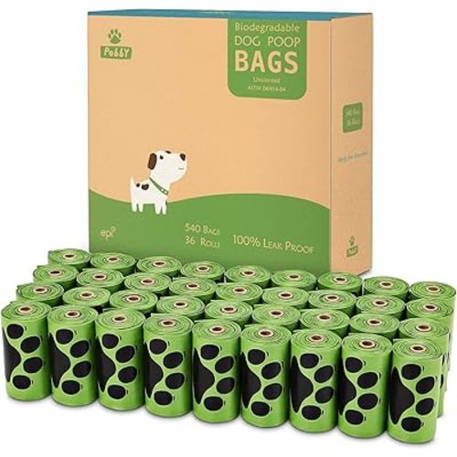 Dog Poop Bags Rolls 540 Count, Unscented Refill Rolls, 9" X 13" Doggie Poop Bags, Dog Waste Bags BY PobbY