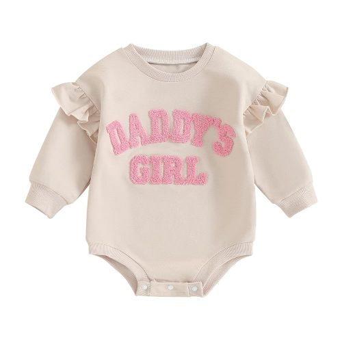 Newborn Baby Girl Fall Winter Clothes Ruffle Long Sleeve Romper Embroidery Onesie Bodysuit Infant Outfit