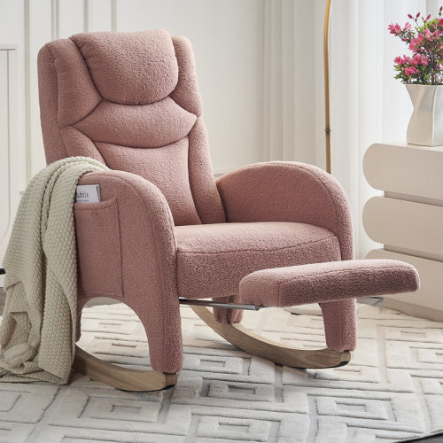 Isabelle & Max™ Comfortable Cotton Linen Nursery Rocking Chair With Adjustable Footrest - Dark Gray | Wayfair
