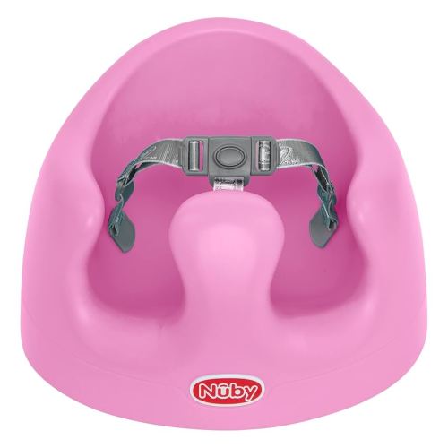 Nuby My Floor Seat - Portable Baby Chair with Soft Foam Cushion, Safety Harness, and High Back Design - 4+ Months - Pink