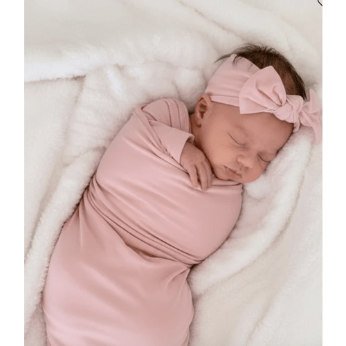 Solid Petal Pink Bamboo Knit Swaddle Blanket - Caden Lane