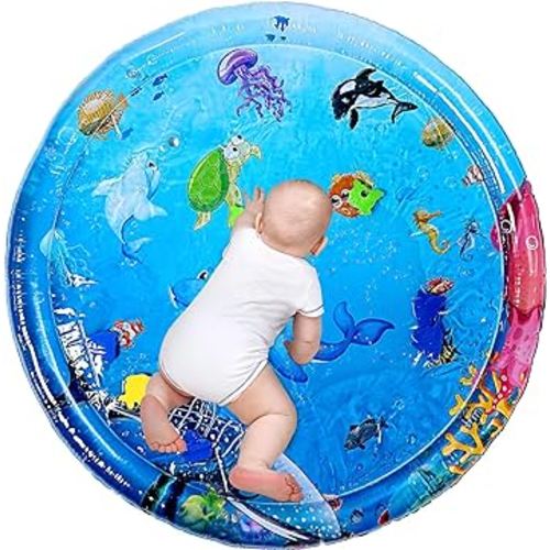 40"x40" Baby Tummy Time Water Mat,Extra Large Activity Center Promoting Babies Motor & Sensory Development, Inflatable Pat & Play Stimulation Gift for Infants Toddlers Boys Girls (Whale)