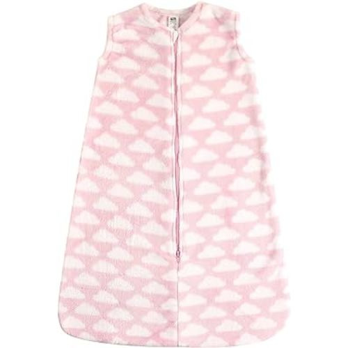 Hudson Baby Unisex Baby Plush Sleeping Bag, Sack, Blanket, Pink Clouds Plush, 6-12 Months