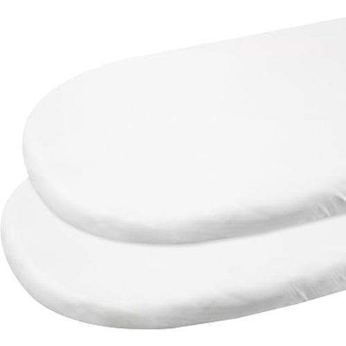 Gllquen Baby Bassinet Sheets 2 Pack, 100% Organic Cotton Bassinet Fitted Sheets for Girls Boys, Soft & Breathable Unisex Baby Mattress Sheet for Standard Bassinet 33"x17"(White)