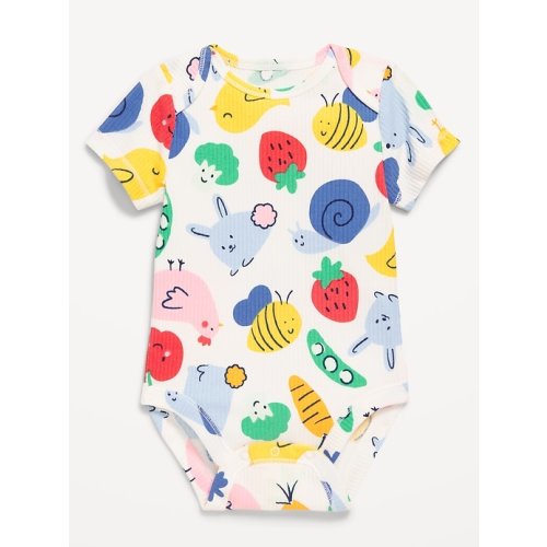 Unisex Printed Ribbed Short-Sleeve Bodysuit for Baby | Old Navy