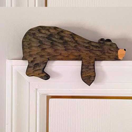 Sleeping Bear Door Topper Wooden Door Frame Decoration Wall Art Door Art Home Ornament Room Decore Handmade Grizzly Gift Statue For Home Uni