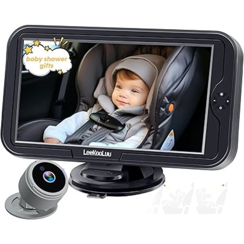 Baby Car Camera for Backseat 1080P - HD Crystal Night Vision, Easy to Install, 360° Rotation, Protect Baby's Eye, Perfect for Grey Car Interiors, Rear Facing Car Seat Camera for Newborn, Infant, Kids