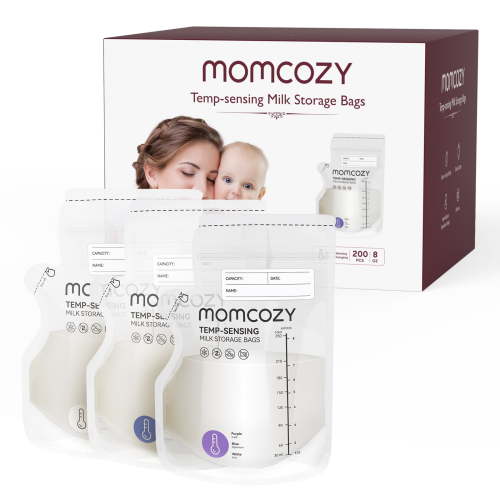 Momcozy Breastmilk Storage Bag, 8Oz, Temp-Sensing Color Change, 200 Count