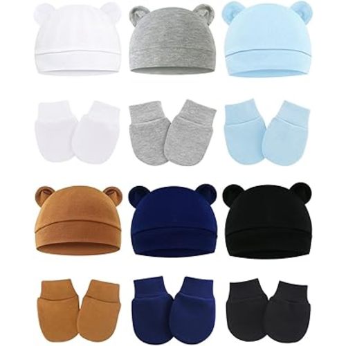 Cute Baby Mittens Newborn, No Scratch Baby Boy Mittens, Baby Girl Hat Gloves for Toddlers, Infant, Newborn