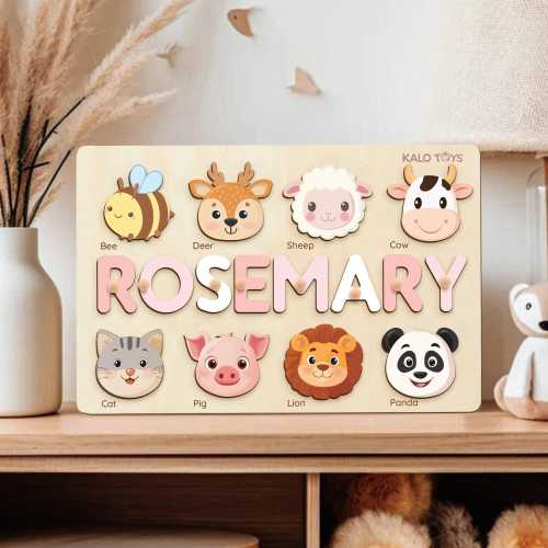 Wooden Busy Board Puzzle, Baby Gift, First Birthday Gift, Personalized Name Puzzle Toy, Baby Girl Gift, Wood Toys for One Year Old NP53