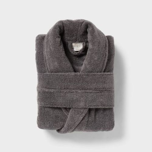 S/m Spa Plush Bath Robe Dark Gray - Threshold™