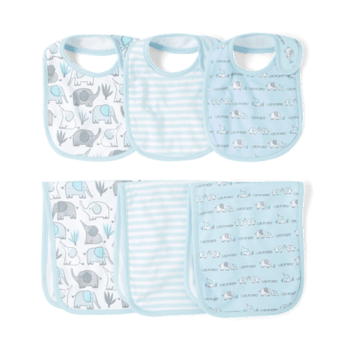 Baby Boys Elephant Bib And Burp Cloth 6-Piece Set - Blue