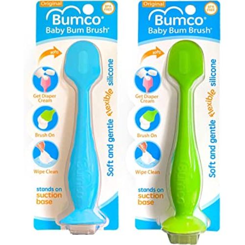 Bumco Diaper Cream Spatula 2-Pack - Baby Bum Brush for Butt Paste Diaper Cream - Baby Butt Cream Diaper Cream Applicator - Butt Spatula Baby Necessities - Diaper Cream Brush, Green & Blue