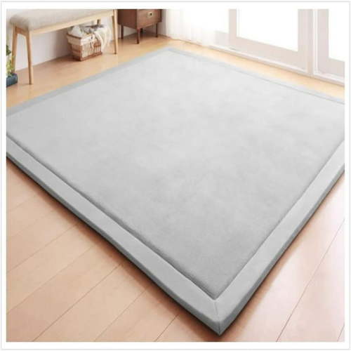 Thick Memory Foam Baby Play Mat, Soft Coral Velvet Non-Slip Backing Living Room Carpet for Versatile Use, Vacuum Compressed Moisture Resistant Mat (Coral Red)
