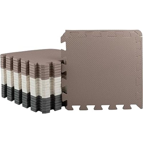 Puzzle Mat EVA Foam Floor Tiles 20-Pack - 20 SQFT Multicolor Exercise Mat or Baby Play Mats for Floor - Interlocking Floor Mats by Stalwart (Neutral)