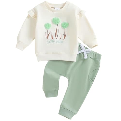 Mubineo Toddler Baby Girl Clothes Cute Flower Sweatshirt Outfits Fall Winter Long Sleeve Tops Pant Outfit Sweatsuit Set