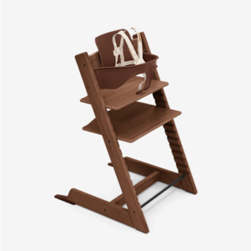 Stokke Tripp Trapp High Chair 2, Warm Brown - Includes Chair + Baby Set with Removable Harness for Children 6-36 Months - Adjustable, Ergonomic & Easy to Clean