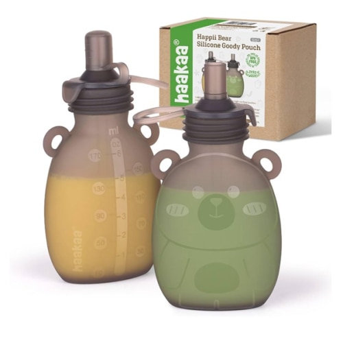 haakaa Happii Bear Silicone Goody Pouch,Reusable Baby Food Pouches for Homemade Organic Purees, Juices, Smoothies, and Yogurt - Perfect for Toddlers and Kids - 2 Pack, 6oz : Amazon.com.au: Baby