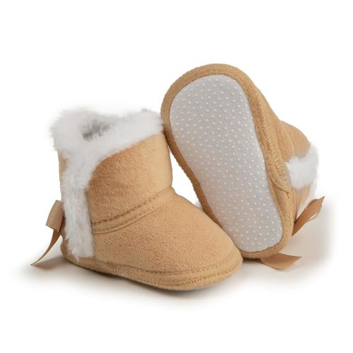 Infant Unisex Warm Fur Lining Soft Boots Baby Winter Ankle Non-Slip Rubber Texture Sole Toddler Winter Snow Crib Shoes