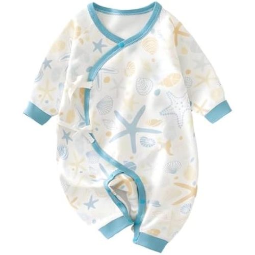 100% Organic Cotton Soft 0-6 Months Newborn Baby Romper Jumpsuits for Boys and Girls Unisex Long Sleeve