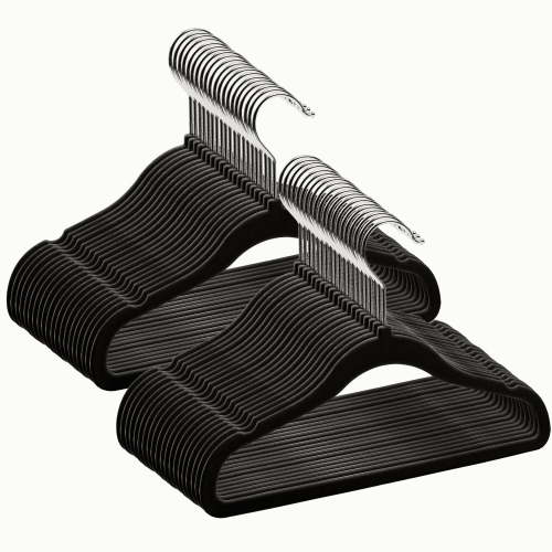 Northern Brothers 50 - Pack Non - Slip Velvet Baby & Kids Hangers, Black