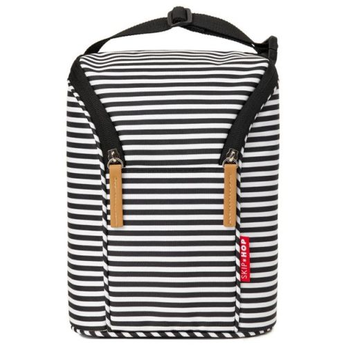 24qt Skip Hop Grab And Go Double Bottle Bag - Black/white Stripe
