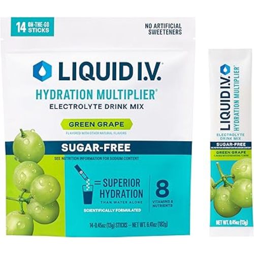 Liquid I.V.® Hydration Multiplier® Sugar-Free - Green Grape | Electrolyte Powder Drink Mix | 14 Servings (Pack of 1)