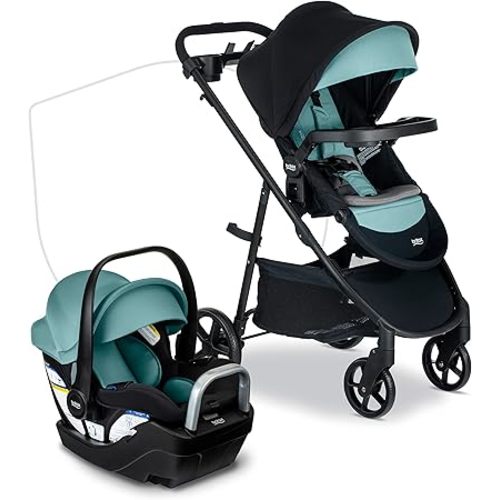 Britax Willow Brook S+ Baby Travel System, Infant Car Seat and Stroller Combo with Alpine Base, ClickTight Technology, SafeWash Insert and Cover, Jade Onyx