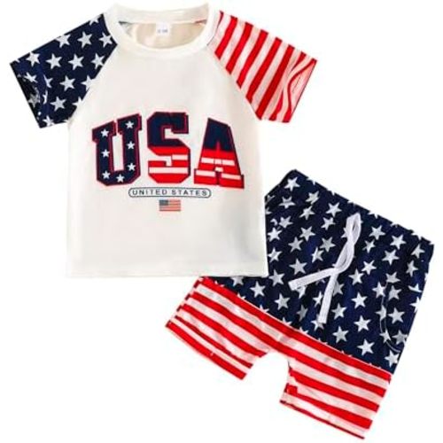 SUREPOCH Baby Boy Clothes Set Summer Toddler Short-Sleeve Shirt & Elastic Waist Shorts Set For Baby Boy Outfits