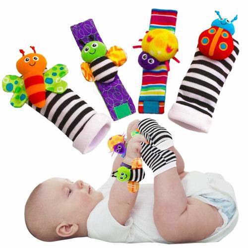 Foot Finder Socks & Wrist Rattles (Set C) - Newborn Toys for Baby Boy or Girl - Brain Development Infant Toys - Hand and Foot Rattles Suitable for 0-3, 3-6, 6-12 Months Babies