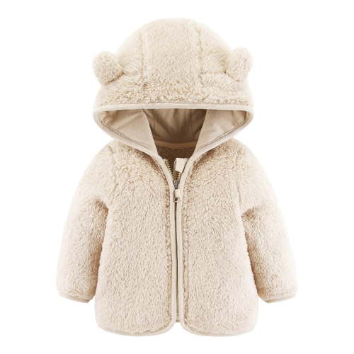 Zip Up Fleece Jacket Hooded for Girls Boys Newborn Infant Baby Bear Ears Hooded Zipper Warm Fleece Winter Coat Outerwear Coats 0-6 Months