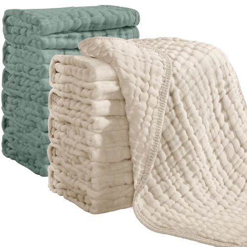 12 Pack Ultra Soft And Absorbent Six Layer Muslin Burp Cloths