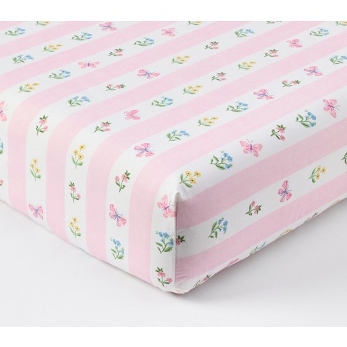 Butterfly Stripe Organic Crib Fitted Sheet