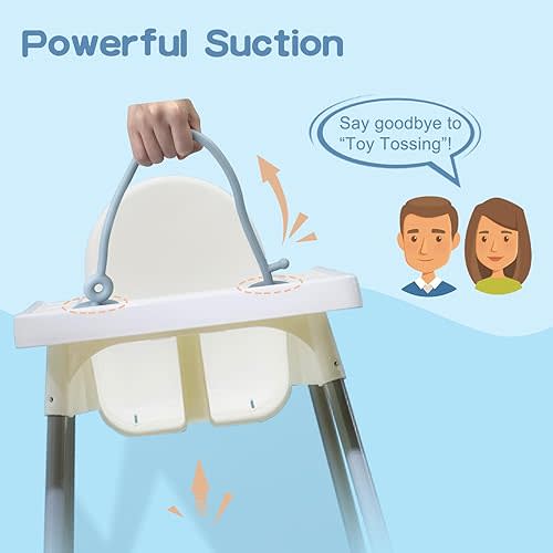 High Chair Suction Cup Toys for Babies 6-12 Months, Suction Baby Sensory Chew Toy for High Chair Tray, Montessori Toy for Babies 0-6 Month, Silicone Teethers Baby Teething Toys 6-12 12-18 Months(Blue)