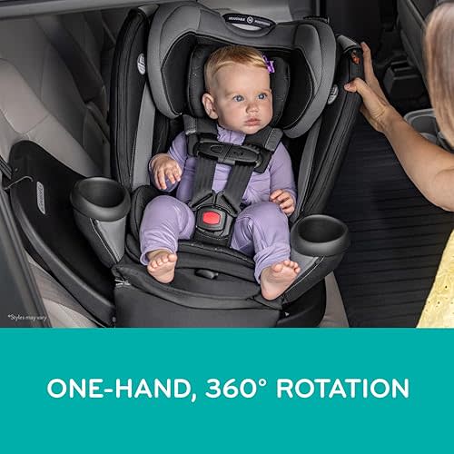 Evenflo Revolve360 Extend Convertible Car Seat with 360 Degree Rotation, Extended Rear-Facing, Forward-Facing, Booster Mode, and Secure Latch Install, Revere Gray