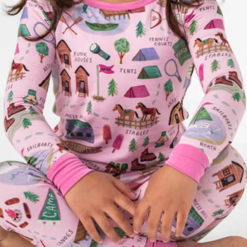 Pink Camp Sleepies Two-Piece Pajama Set – Little Sleepies