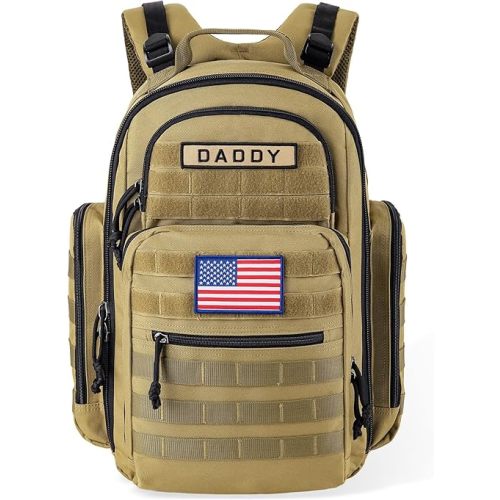 SHARKMOUTH Diaper Bag Backpack for Dad and Mom, Military Molle diaper Pack with Insulated Bottle Holders and Wipe Pocket