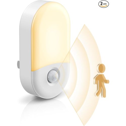 L LOHAS LED Motion Sensor Night Light, 2Pack, Motion Activated Night Light, Night Lights Plug into Wall Motion Sensor, 3000K Warm White, Adjustable Brightness 30/60LM, for Kids Adults Bathroom Bedroom