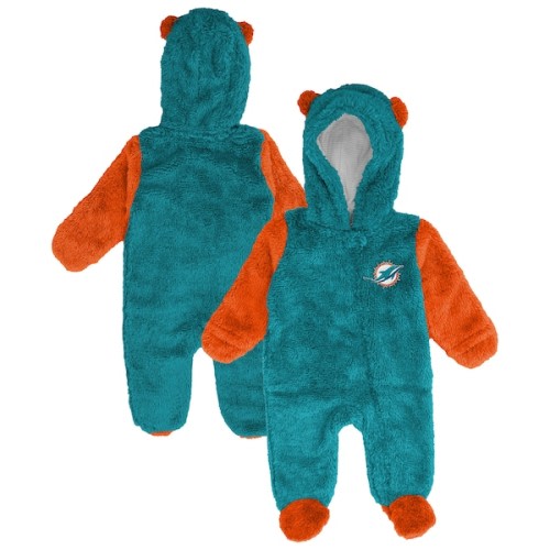 Newborn & Infant Outerstuff Aqua Miami Dolphins Stay Napping Fleece Bunting Full-Zip Sleeper