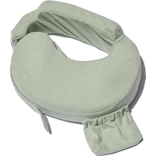 My Brest Friend Deluxe Nursing Pillow, Spring Green, Soft Sage Green | Firm Flat Breastfeeding Pillow, Two Feeding Risers, 6 in Backrest, Strap Fits Waists 28 to 44 in, Washable Slipcover