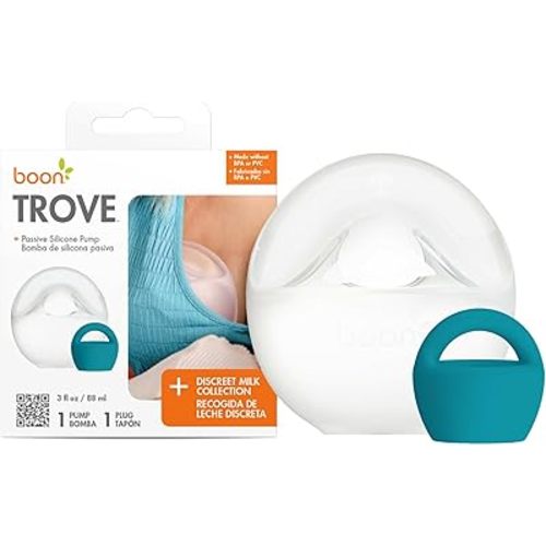 Boon Trove Silicone Manual Breast Pump - Breast Milk Collector with Storage Plug - Passive Hands Free Breast Pump for Nursing - Breastfeeding Essentials - 1 Count