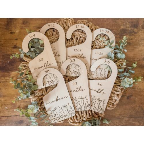 Laser Engraved Wooden Baby Closet Dividers: Newborn to 24 Months