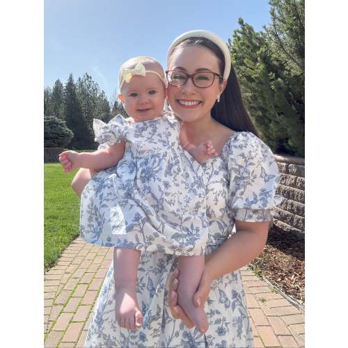 Little Angela Dress (Girls) in Blue Toile Butterfly
